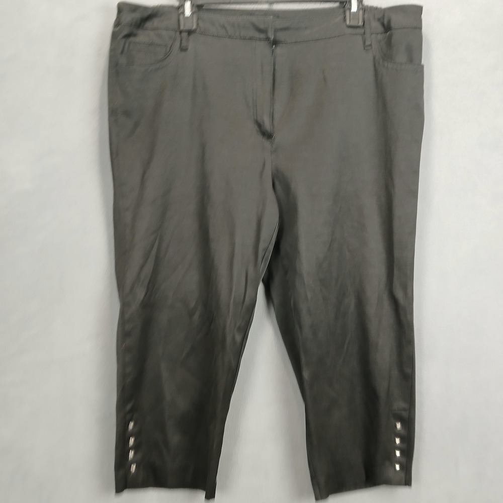 Larry Levine Capri Pants Womens 16W Black Cotton Stretch Tapered‎ Leg Business